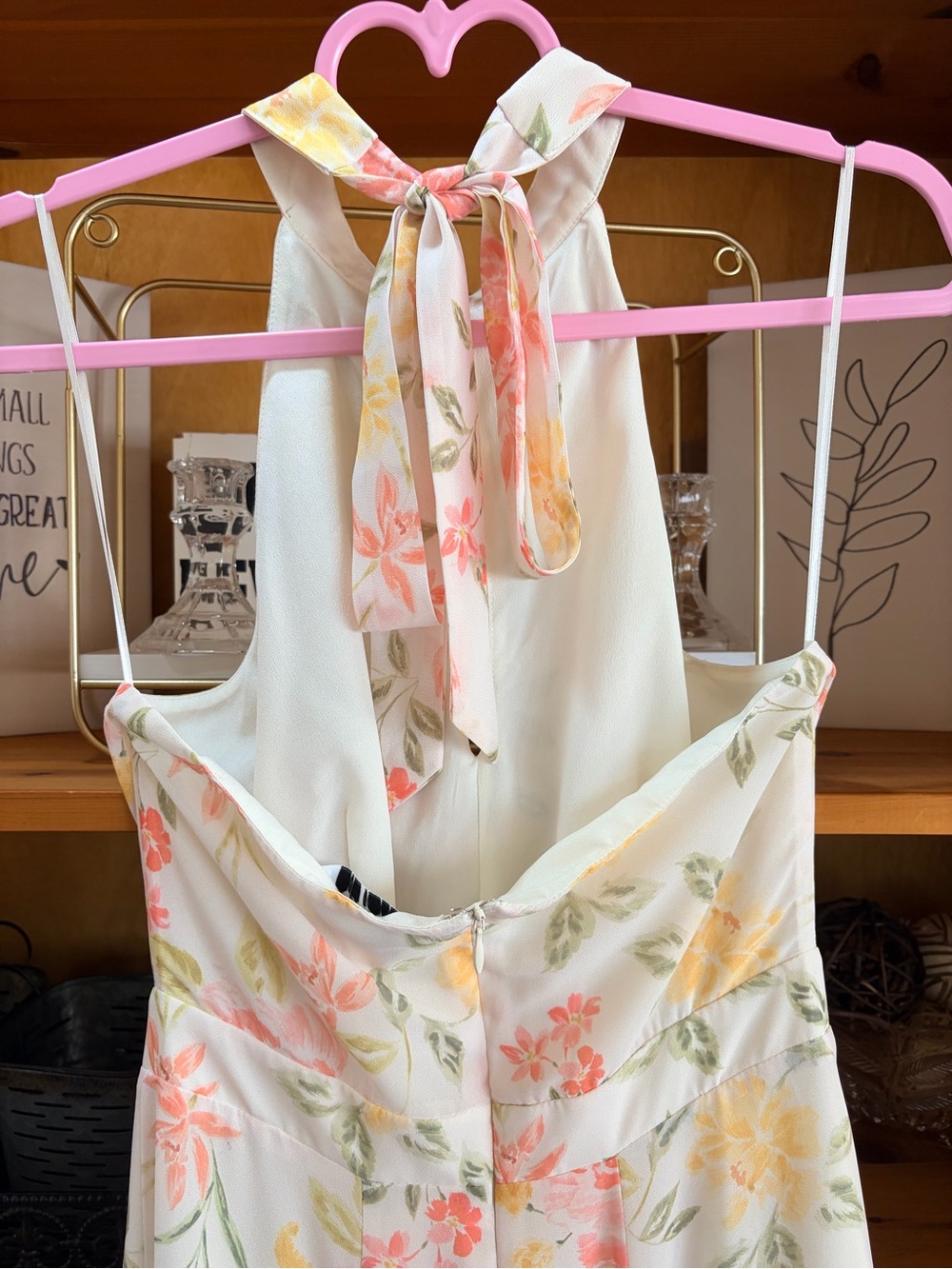 Yumi Kim Floral Halter Maxi Dress Cream Garden Party Cottagecore Boho Size S - Picture 7 of 11